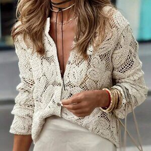 Crochet Lace button Front Cardigan